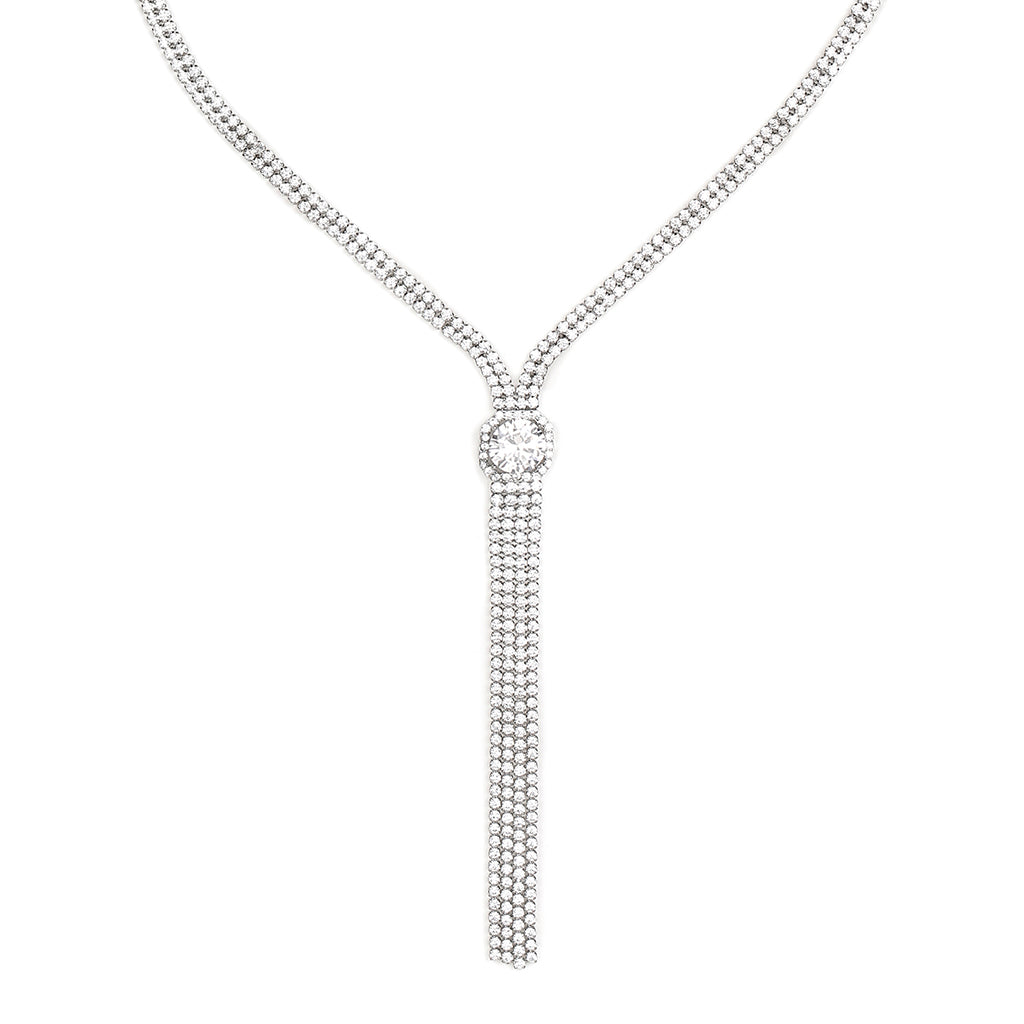 SOLITAIRE SILVER NECKLACE (LONG )