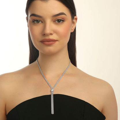 SOLITAIRE SILVER NECKLACE (LONG )